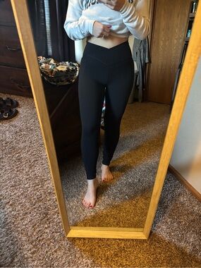 2 pairs of aerie Black High-Waist V-Shaped Seam Leggings